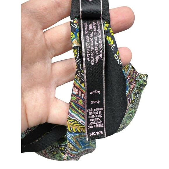 Victoria’s Secret Very Sexy Push-Up Bra 34C Multicolor Paisley‎ Print Underwire - Picture 7 of 7